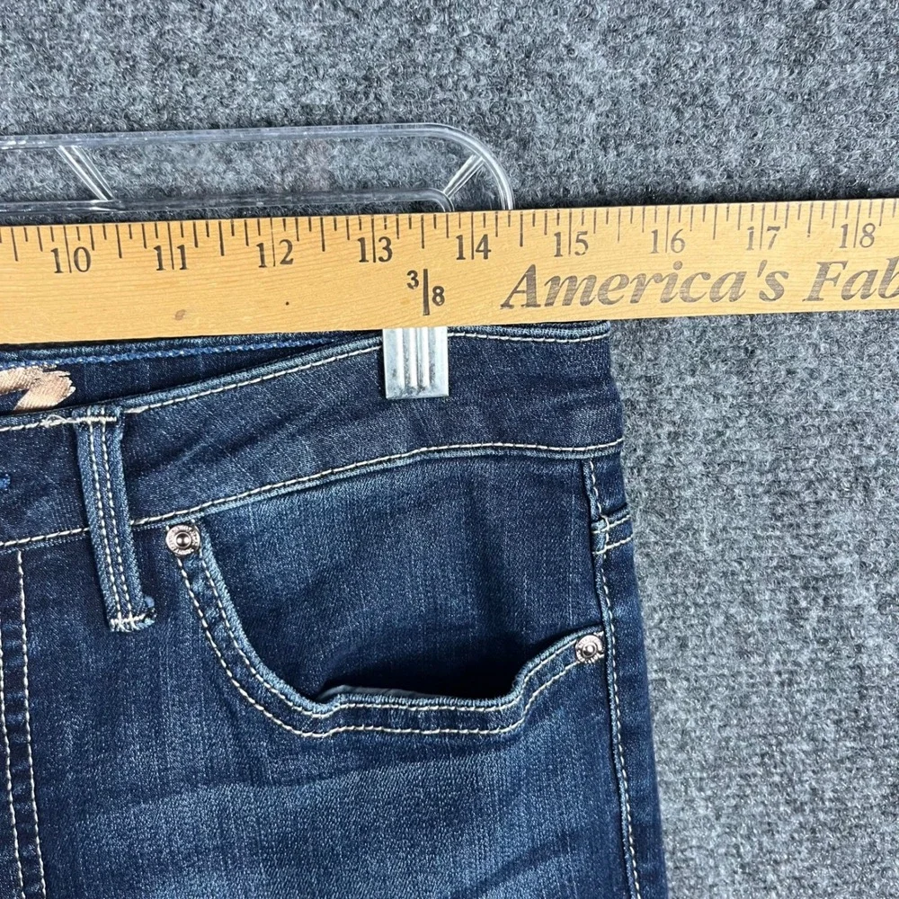 Seven7 High Rise Skinny Jeans Womens 8 Dark Wash Blue Raw Frayed Hem Stretch